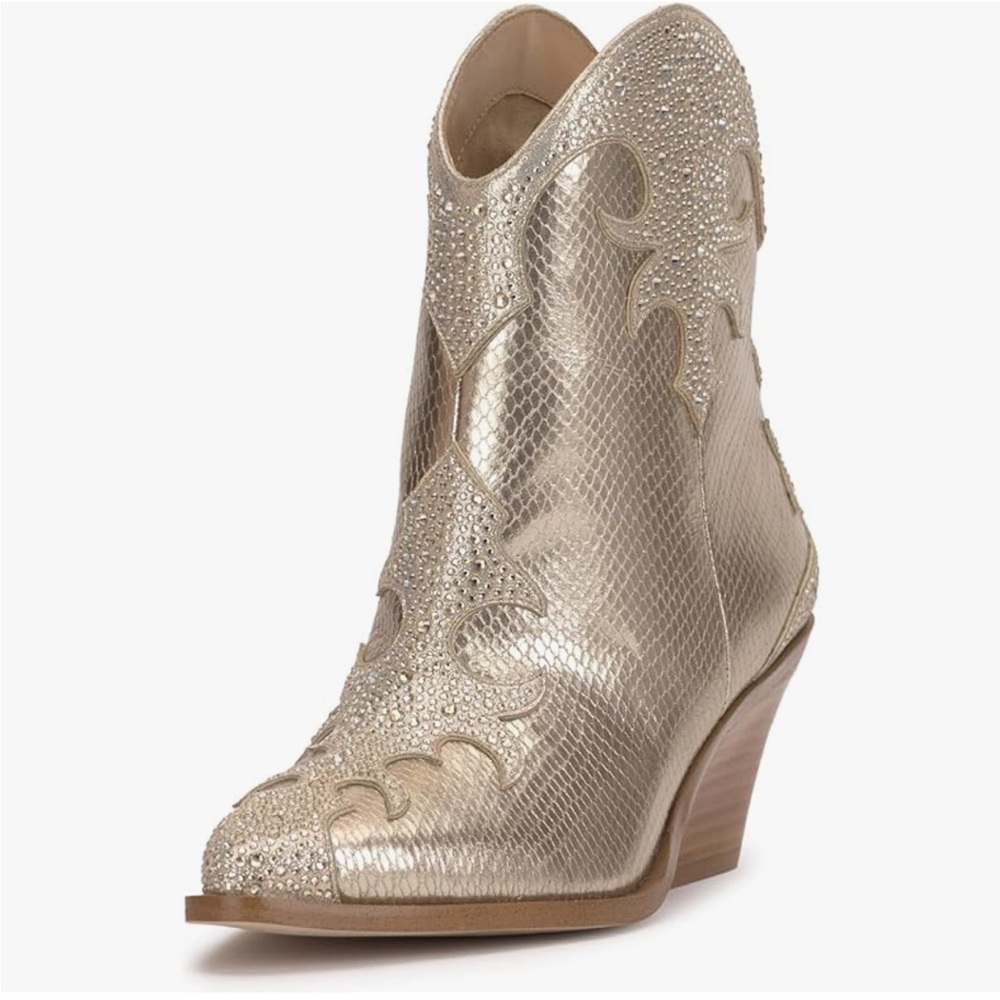 Jessica Simpson Womens Zolly Snake Print Rhinestones Booties bling boots sz 6 - Picture 11 of 12